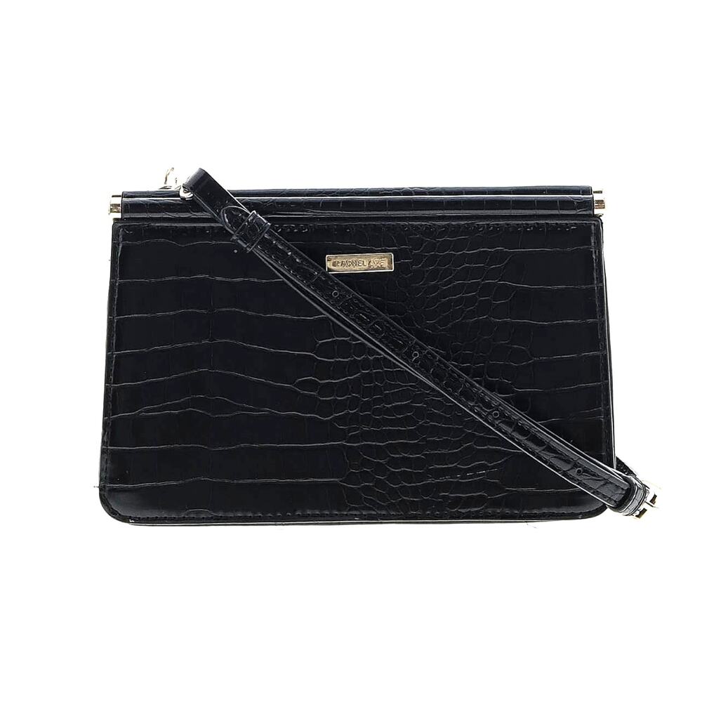 NWT Rachel Zoe Crossbody Bag Women's Purse Black Croc Reptile Retro Clutch